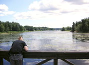 Vy från Farstanäsbron mot öst, Ågestabron syns i bakgrunden
