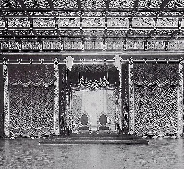 This Meiji period throne room was used by Emperor Shōwa. The room was destroyed in World War II.