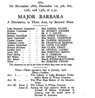 <i>Major Barbara</i> play written by George Bernard Shaw