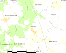 Mapa obce Vianges