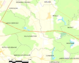 Mapa obce Villy-le-Moutier