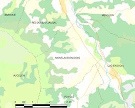 Mapa obce Montlaur-en-Diois