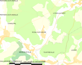 Mapa obce Rosay-sur-Lieure