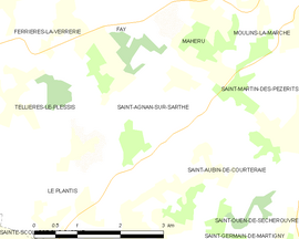 Mapa obce Saint-Agnan-sur-Sarthe