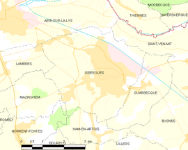 Mapa obce Isbergues