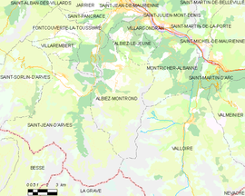 Mapa obce Albiez-Montrond