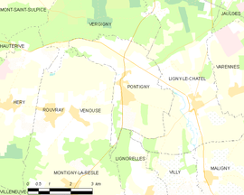 Mapa obce Pontigny