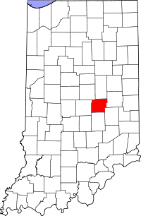 Округ Генкок на мапі штату Індіана highlighting
