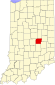 Harta statului Indiana indicând comitatul Hancock