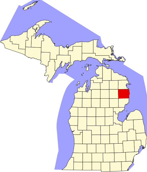 Fil:Map of Michigan highlighting Alcona County.svg