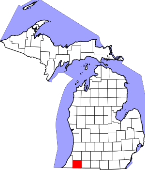 Mapa Michiganu se zvýraznním Cass County