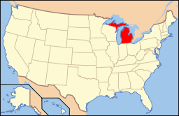 Michigans läge i USA
