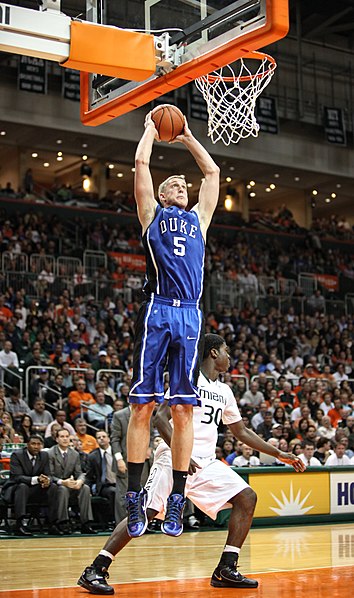 Plumlee going up for a dunk for Duke in 2011