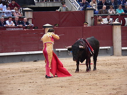 Spanish bullfight underway in the Plaza de Toros Las Ventas in Madrid