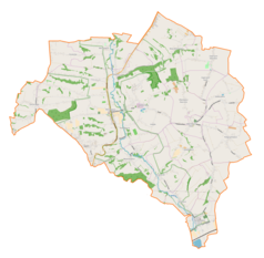 Mapa konturowa gminy Michałowice, na dole po prawej znajduje się punkt z opisem „Raciborowice”