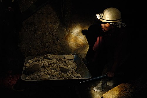 Miner in a mine of the "Cerro Rico" at Potosí, Bolivia, 2006