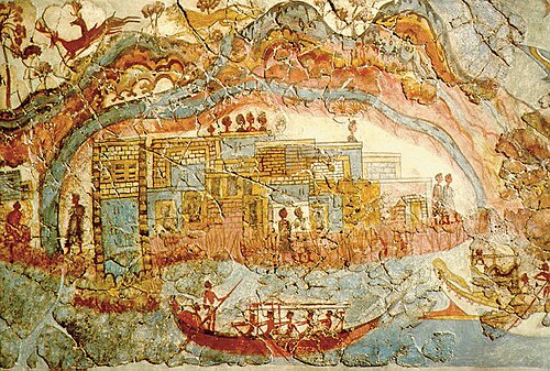 Detail of Minoan painting, from Akrotiri, the Ship Procession