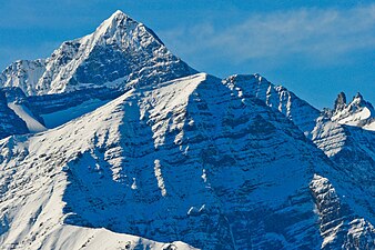 Mt. Forbes summit from the Icefields Parkway