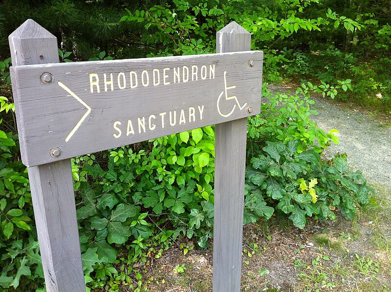 File:Nehantic Trail - Rhododentron Sanctuary Trail entrance sign.jpg