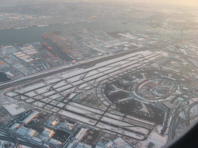 Aerial view of Newark Liberty International Airport in 2009.