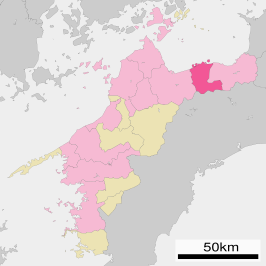 Situering van Niihama in de prefectuur Ehime