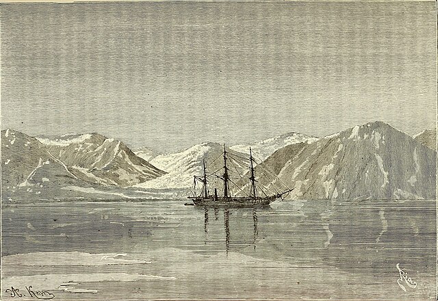 SS Vega at anchor in the Penkigney Bay of the Bering Sea.