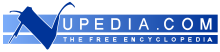 Logo con la scritta "Nupedia.com l'enciclopedia libera" in blu con la grande "N" iniziale