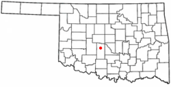 Amber, Oklahoma'nın konumu