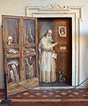 * Nomination Painted door with a Benedictine monk and cat --Livioandronico2013 12:39, 5 January 2015 (UTC) * Decline Blueish. --Yann 13:40, 5 January 2015 (UTC)  Done --Livioandronico2013 20:51, 5 January 2015 (UTC)  Oppose Disturbing colorisation and disturbing shadow. --Steindy 23:17, 7 January 2015 (UTC)