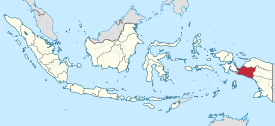 Papua Central destacada no mapa da Indonésia