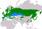 Aire de répartition de la Mésange noire