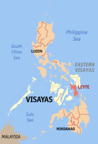 मानचित्र जिसमें लेयते Leyte हाइलाइटेड है