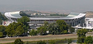 Toše Proeski National Arena gezien vanaf Kale Fortress (september 2015)