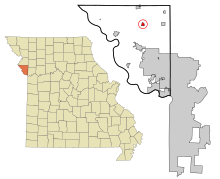 Platte County Missouri Incorporated and Unincorporated areas Camden Point Highlighted.svg