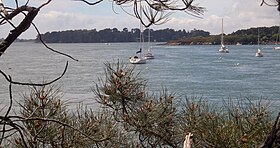 Pointe de Locmiquel, vue de la pointe du Berchis, Er Runio en arrière-plan.