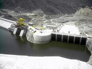 View of the El Cajon Dam in Nayarit, Mexico