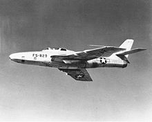 RF-84f as flown by the 180th Tactical Reconnaissance Squadron RF-84 in flight.jpg