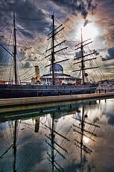 RRS Discovery, in Dundee in 2009; Hardie was instrumental in getting it relocated to Dundee.