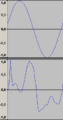 Waveforms of reed motion and reed sound