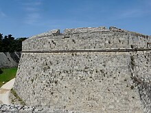 Some of the first polygonal bulwarks that would define the trace italienne were built at Rhodes between 1486 and 1497. Rhodos185.JPG