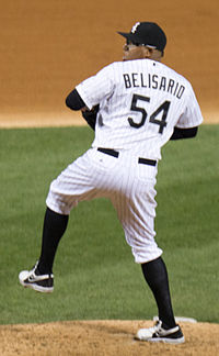 Belisario during his tenure with the Chicago White Sox in 2014 Ronald Belisario on April 25, 2014.jpg