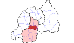 Localização de Ruhango na Província do Sul em Ruanda