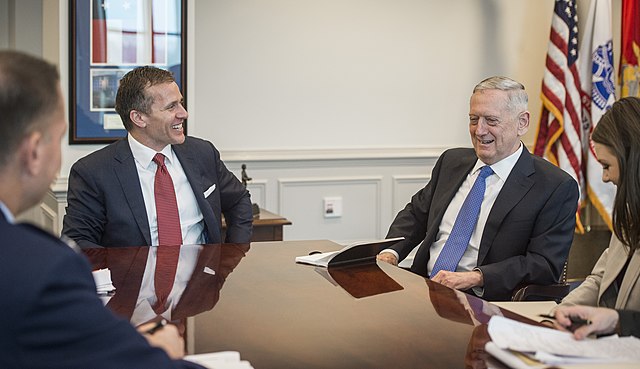 Greitens with U.S. Secretary of Defense James Mattis in March 2017