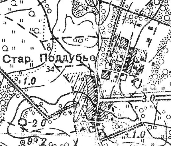 План деревни Старое Поддубье. 1939 год