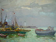 «Ялтинський порт», 1959, олія на картоні