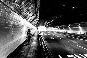 Pedestrian in Stockton Street Tunnel (2014)