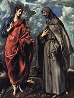 Havari Yuhanna ve Aziz Francis, El Greco tarafından ~1600-1614