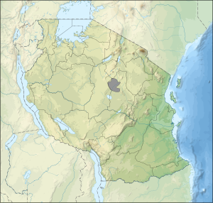 Karte der Verbreitung des Volks und der Sprache der Sandawe (grau) in einer Karte von Tansania