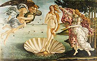 Tempera auf Holz: Sandro Botticelli, Die Geburt der Venus, ca. 1485/86