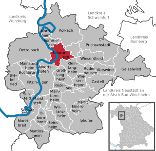 Poziția localității Schwarzach a.Main